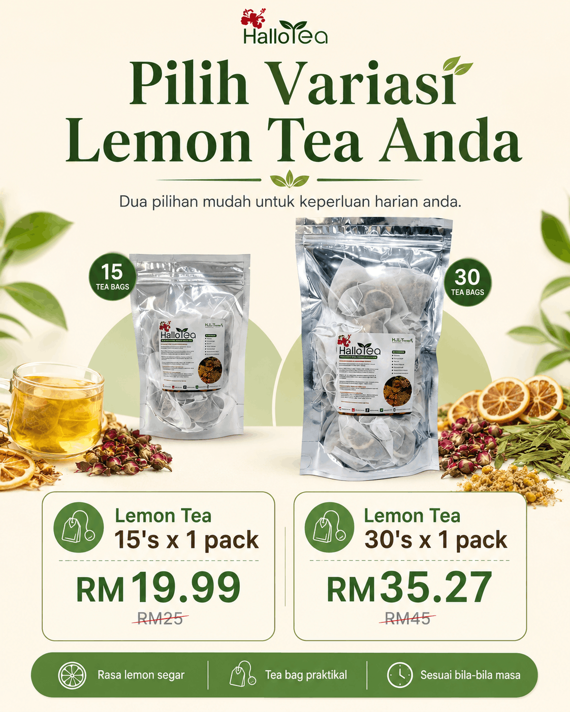 Hallo Dried Herbs Natural Lemon Tea angle 4
